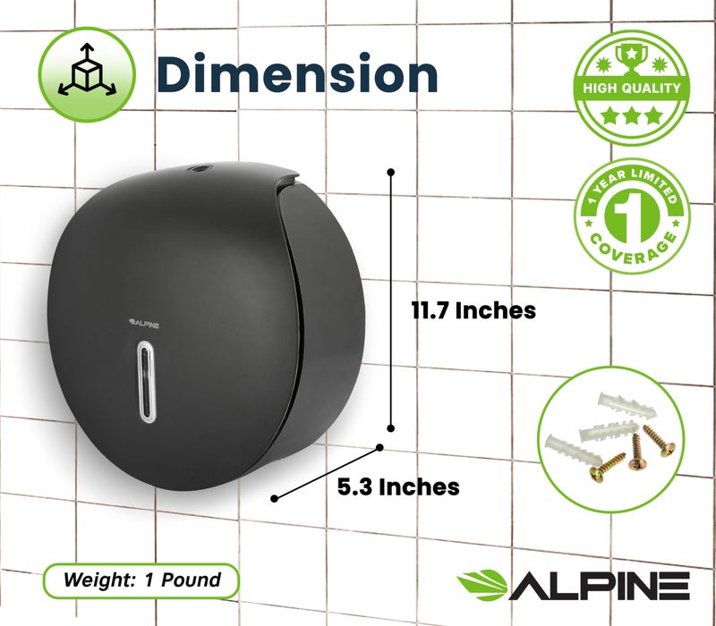 Alpine Commercial Toilet Paper Dispenser - Jumbo Toilet Paper Dispenser, Commercial Toilet Paper Holder Wall Mount, Industrial Toilet Paper Holder with Key (Gray) - Image 3